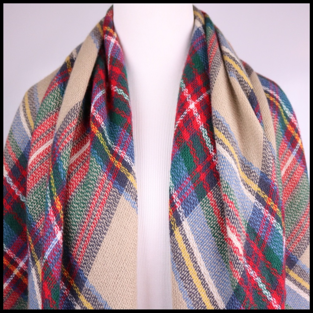 Classic BLANKET SCARF Tartan Plaid Oversized Shawl - Picture 2 of 8